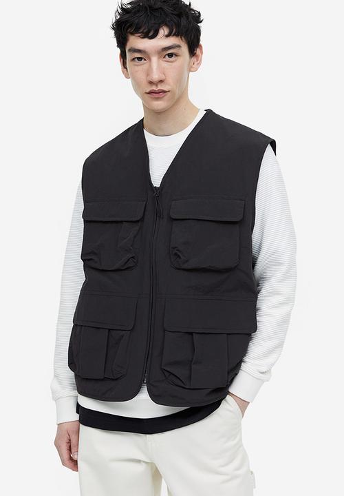 H&M - Relaxed fit nylon cargo gilet - black