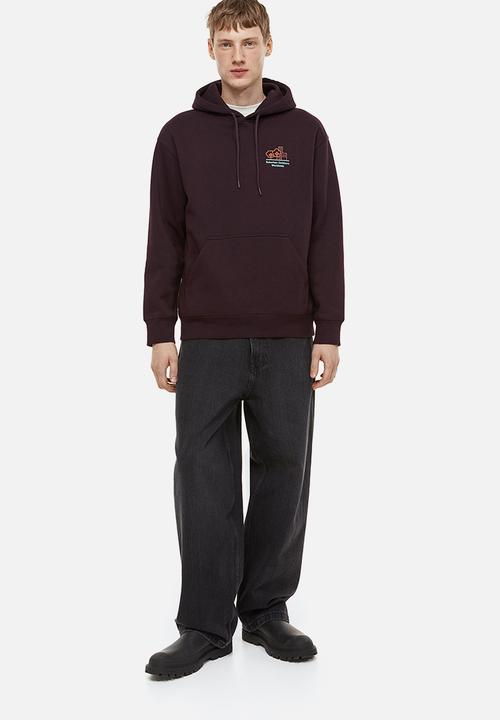H&M - Relaxed fit printed hoodie - brown-red/suburban