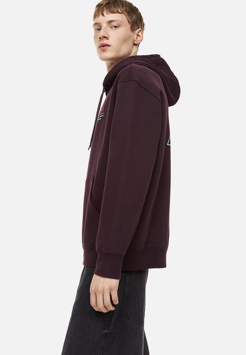 H&M - Relaxed fit printed hoodie - brown-red/suburban