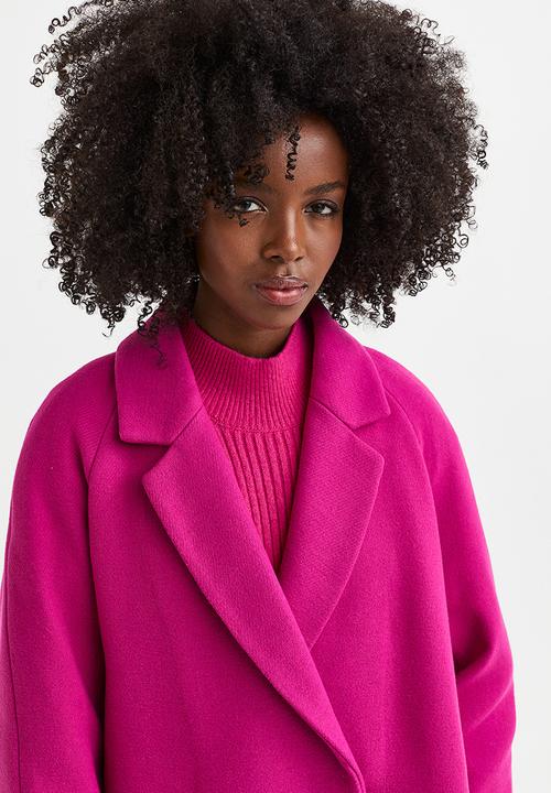 H&M - Double-breasted coat - cerise