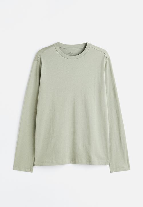 H&M - Regular fit jersey top - light sage green