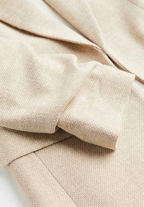 H&M - Gathered-sleeve blazer - light beige