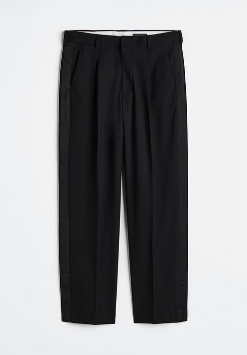 H&M - Relaxed fit tuxedo trousers - black