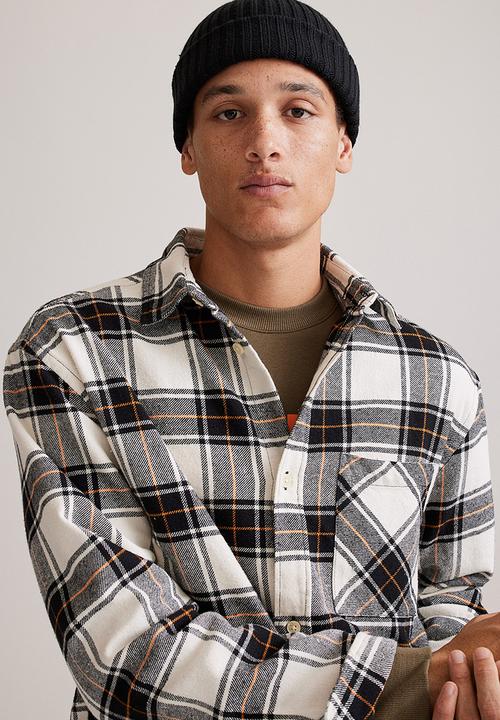 H&M - Cotton twill shirt - black/white checked