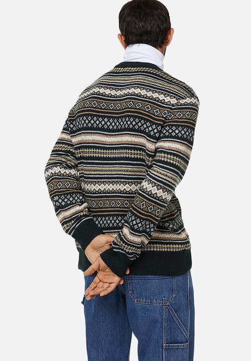 H&M - Regular fit jacquard-knit jumper - black/patterned
