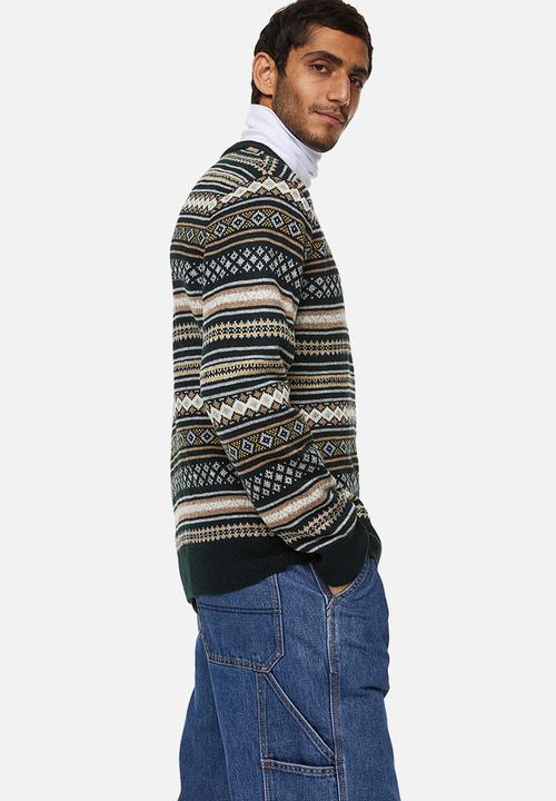 H&M - Regular fit jacquard-knit jumper - black/patterned