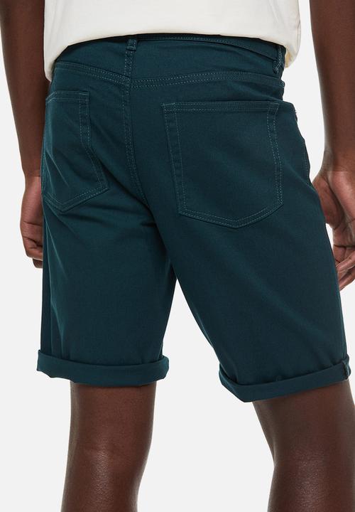 H&M - Slim fit cotton twill shorts - forest green