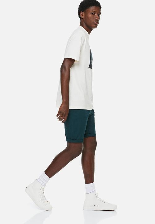 H&M - Slim fit cotton twill shorts - forest green