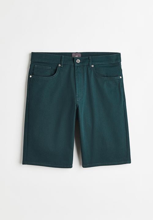 H&M - Slim fit cotton twill shorts - forest green