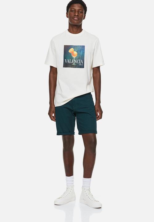H&M - Slim fit cotton twill shorts - forest green