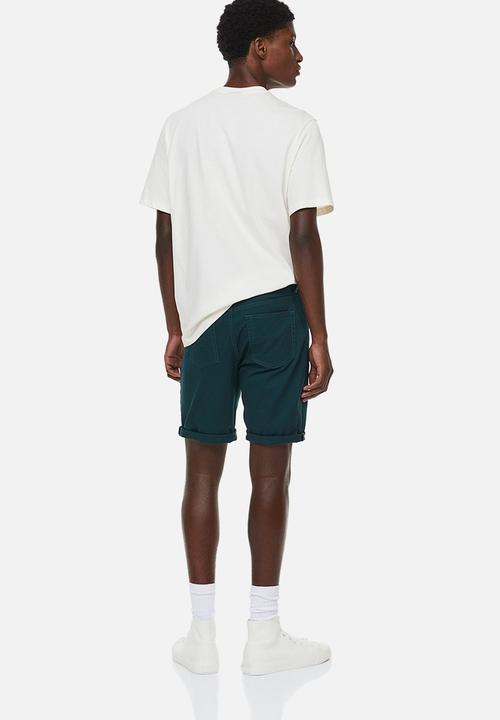 H&M - Slim fit cotton twill shorts - forest green