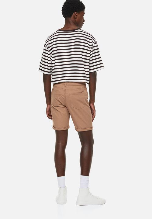 H&M - Slim fit cotton twill shorts - khaki beige