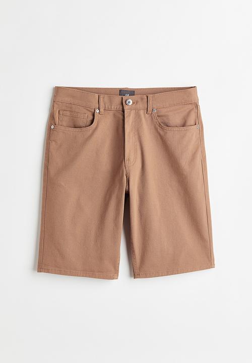 H&M - Slim fit cotton twill shorts - khaki beige