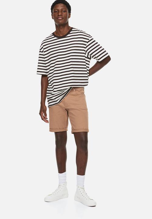 H&M - Slim fit cotton twill shorts - khaki beige