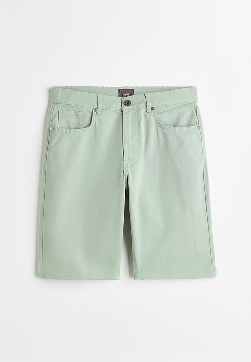H&M - Slim fit cotton twill shorts - light green