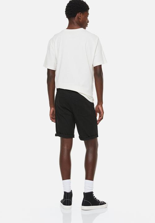 H&M - Slim fit cotton twill shorts - black