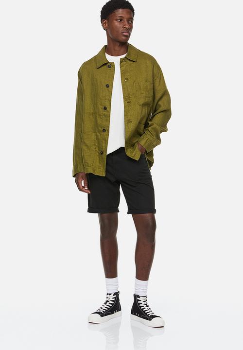 H&M - Slim fit cotton twill shorts - black