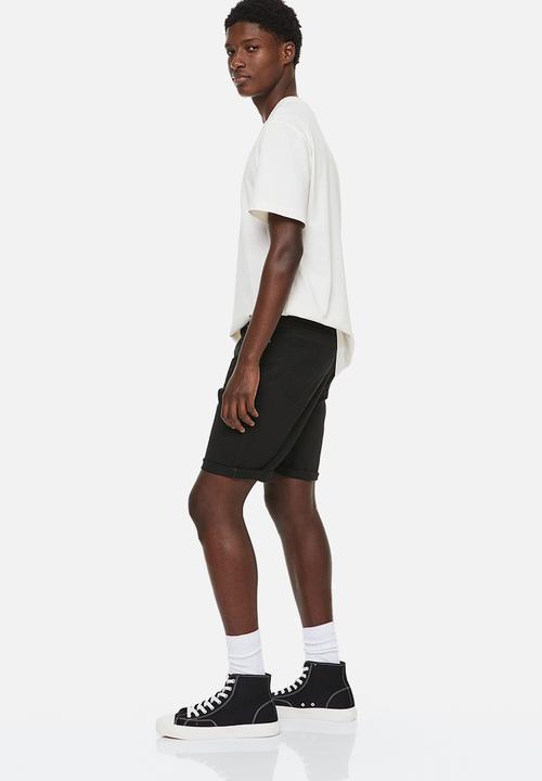 H&M - Slim fit cotton twill shorts - black