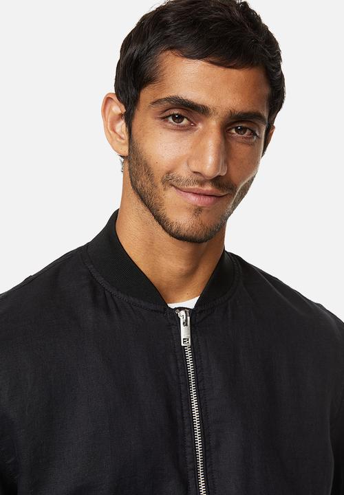 H&M - Linen bomber jacket - black