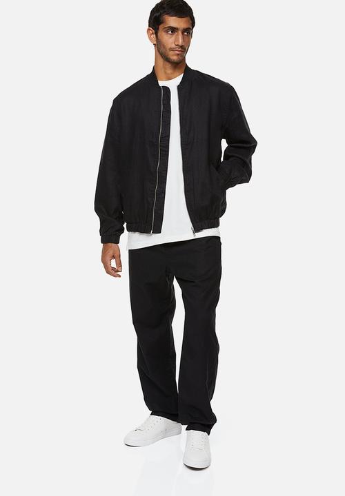 H&M - Linen bomber jacket - black