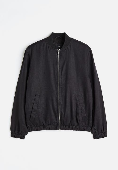 H&M - Linen bomber jacket - black