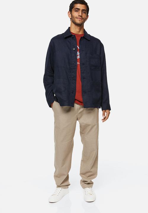 H&M - Linen shacket - dark blue 