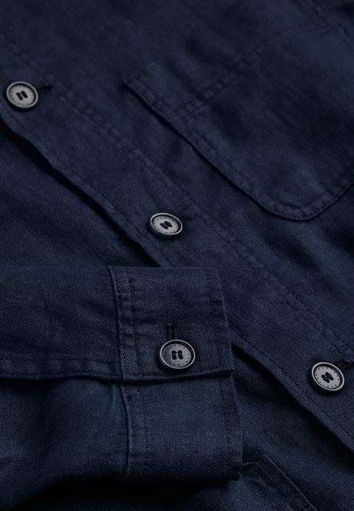 H&M - Linen shacket - dark blue 