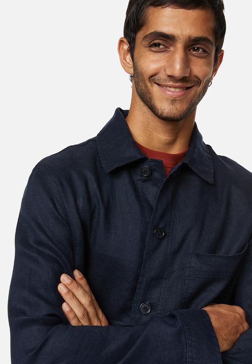 H&M - Linen shacket - dark blue 