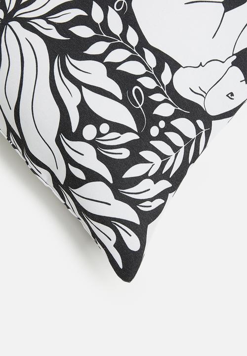Fabric Bank  - Elephants cushion cover - white