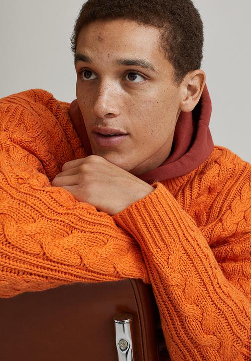H&M - Relaxed fit cable-knit jumper - orange