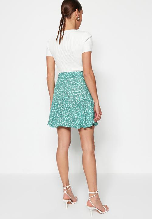 Trendyol - Pleated ditsy skirt - mint