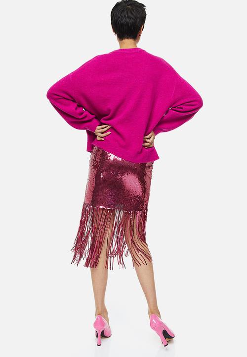 H&M - Beaded jumper - cerise & rhinestones 