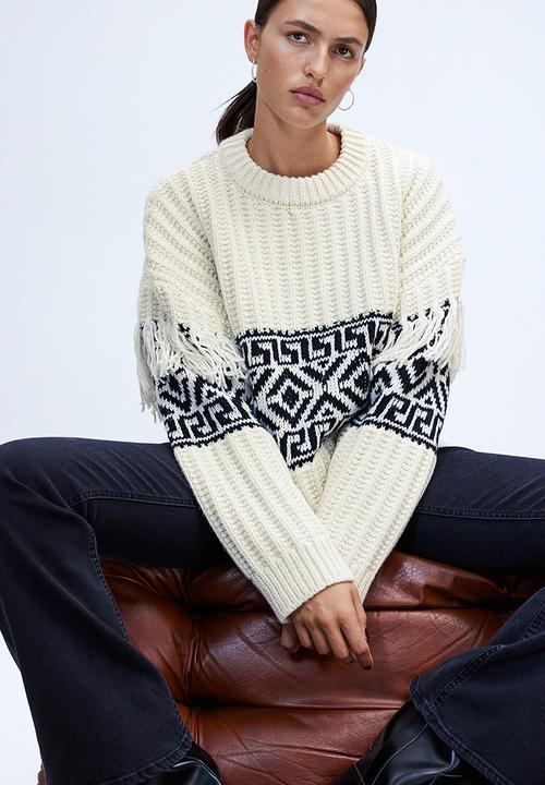 H&M - Fringe-trimmed jumper - black
