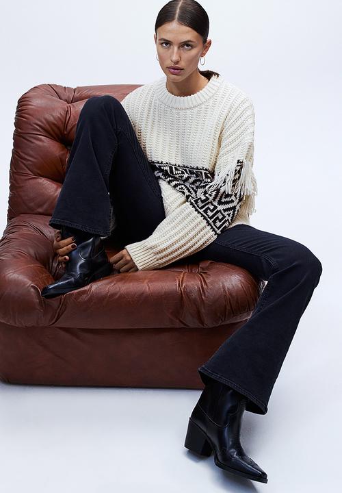 H&M - Fringe-trimmed jumper - black