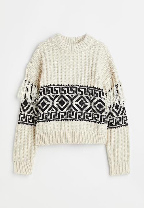 H&M - Fringe-trimmed jumper - black