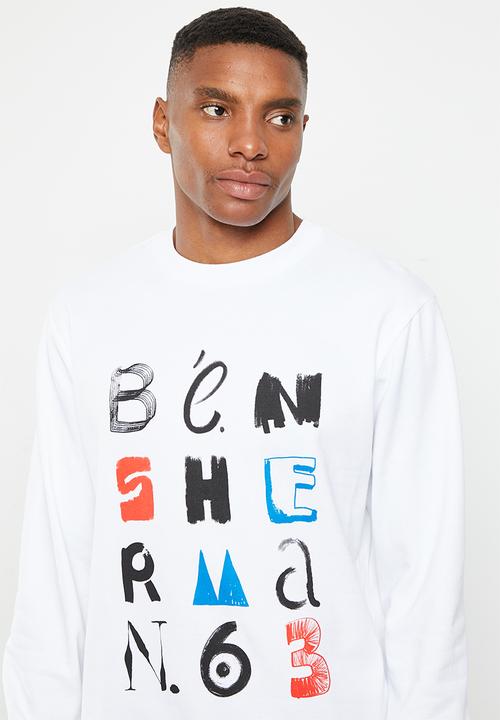 Ben Sherman - Typography crew sweater - white