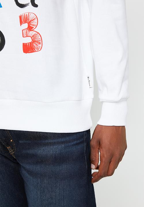 Ben Sherman - Typography crew sweater - white