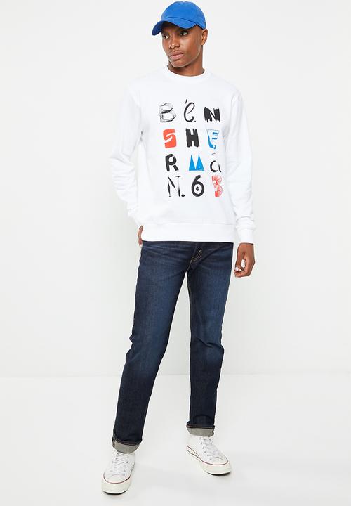 Ben Sherman - Typography crew sweater - white