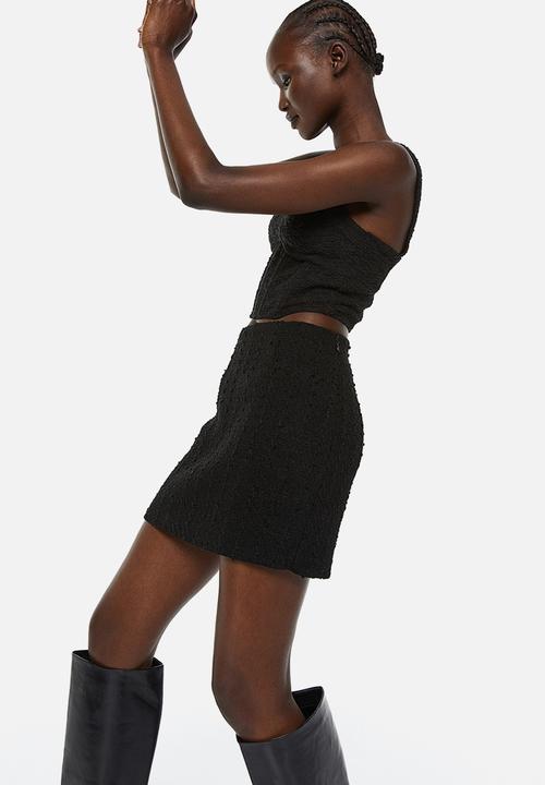 H&M - Textured-weave corset top - black
