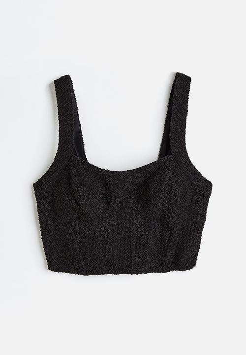 H&M - Textured-weave corset top - black
