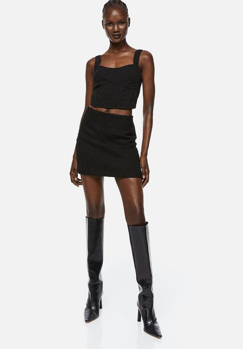 H&M - Textured-weave corset top - black