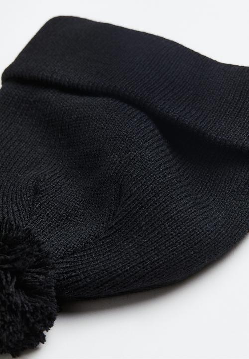 H&M - Rib-knit pompom hat - black