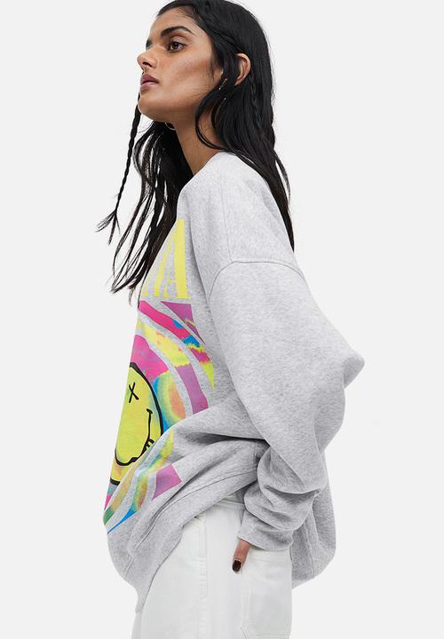 H&M - Oversized printed sweatshirt - light grey marl nirvana 