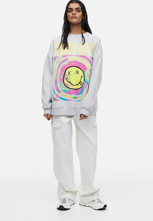 H&M - Oversized printed sweatshirt - light grey marl nirvana 