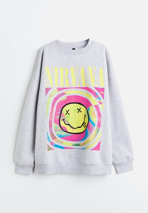 H&M - Oversized printed sweatshirt - light grey marl nirvana 