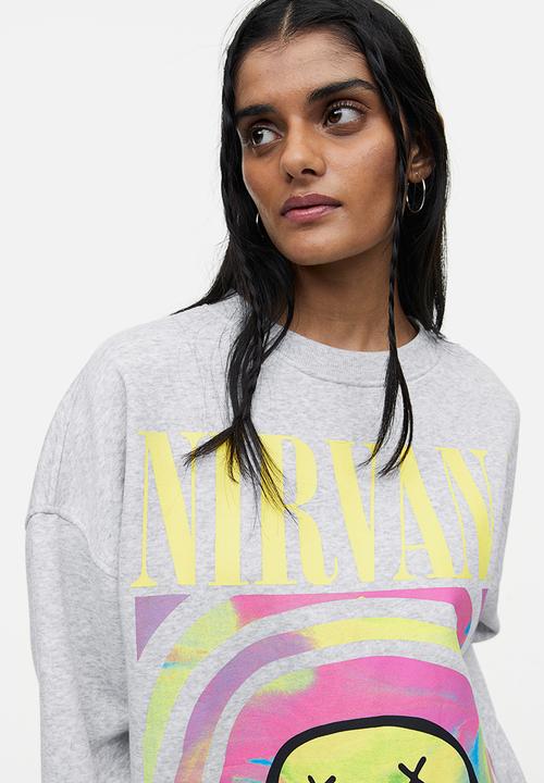 H&M - Oversized printed sweatshirt - light grey marl nirvana 