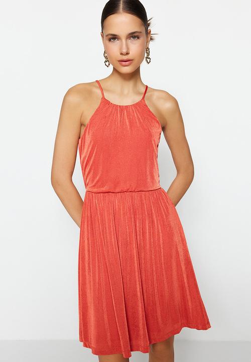 Trendyol - Shiny halter neck dress - orange