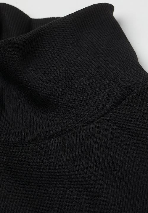 H&M - Ribbed polo-neck top - black
