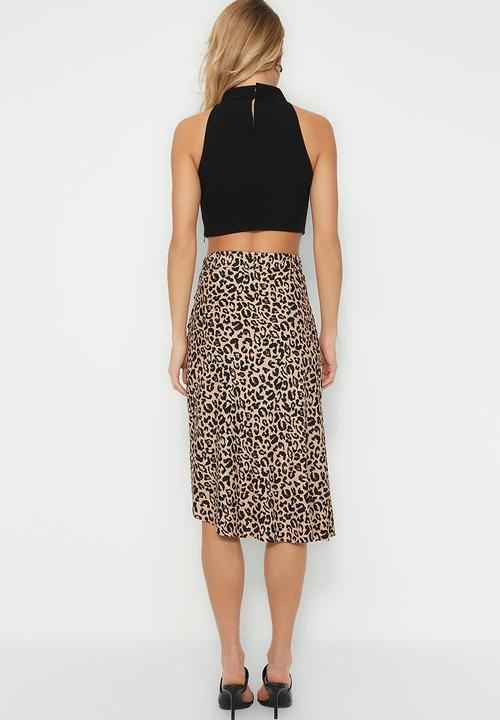 Trendyol - Animal print midi skirt - brown