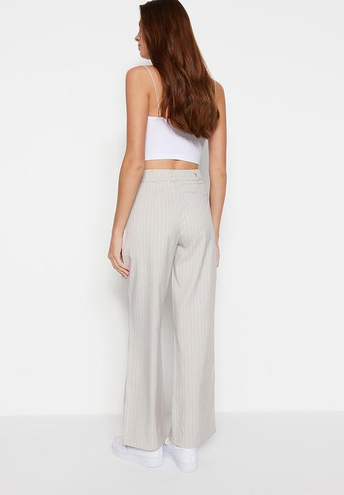Trendyol - Tailored wide leg trousers - stone
